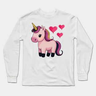 Cute baby unicorn with hearts Long Sleeve T-Shirt